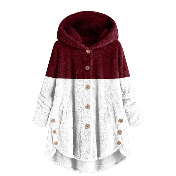 Cozy fleece best sale hooded button coat