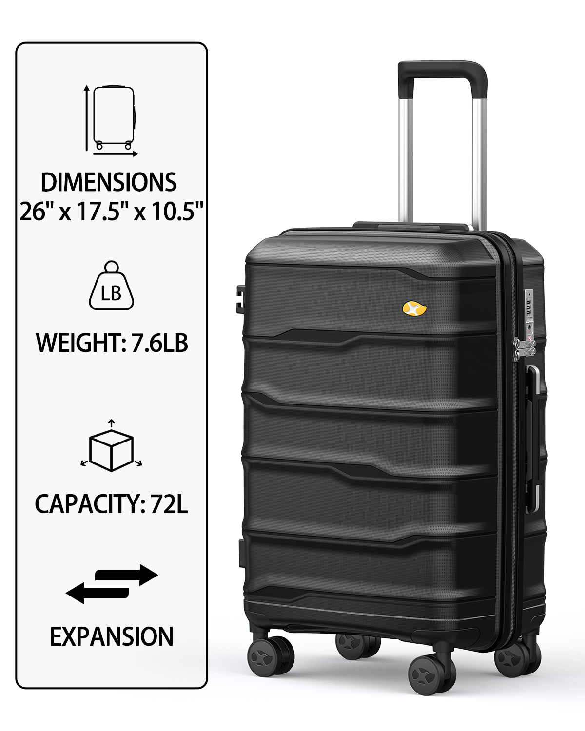 MGOB Carry On Luggage 22x14x9” Airline Approved, Hard Shell Suitcase with Spinner Wheels, PP Lightweight Luggages with TSA Lock, Carry On Suitcase 20 Inch