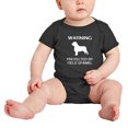 thumbnail image 2 of Warning: Protected by A Field Spaniel Dog Funny Baby Romper Creeper (Black,12-18 Months), 2 of 5