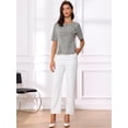 thumbnail image 4 of DARING DIVA Women's Tweed Top Round Neck Short Sleeve Pullover Blouse L Gray Black, 4 of 6