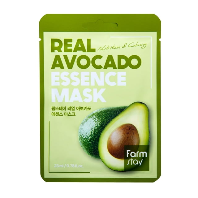 Mascarilla facial FARMSTAY Real Avocado Essence con 23 ml, paquete de 10