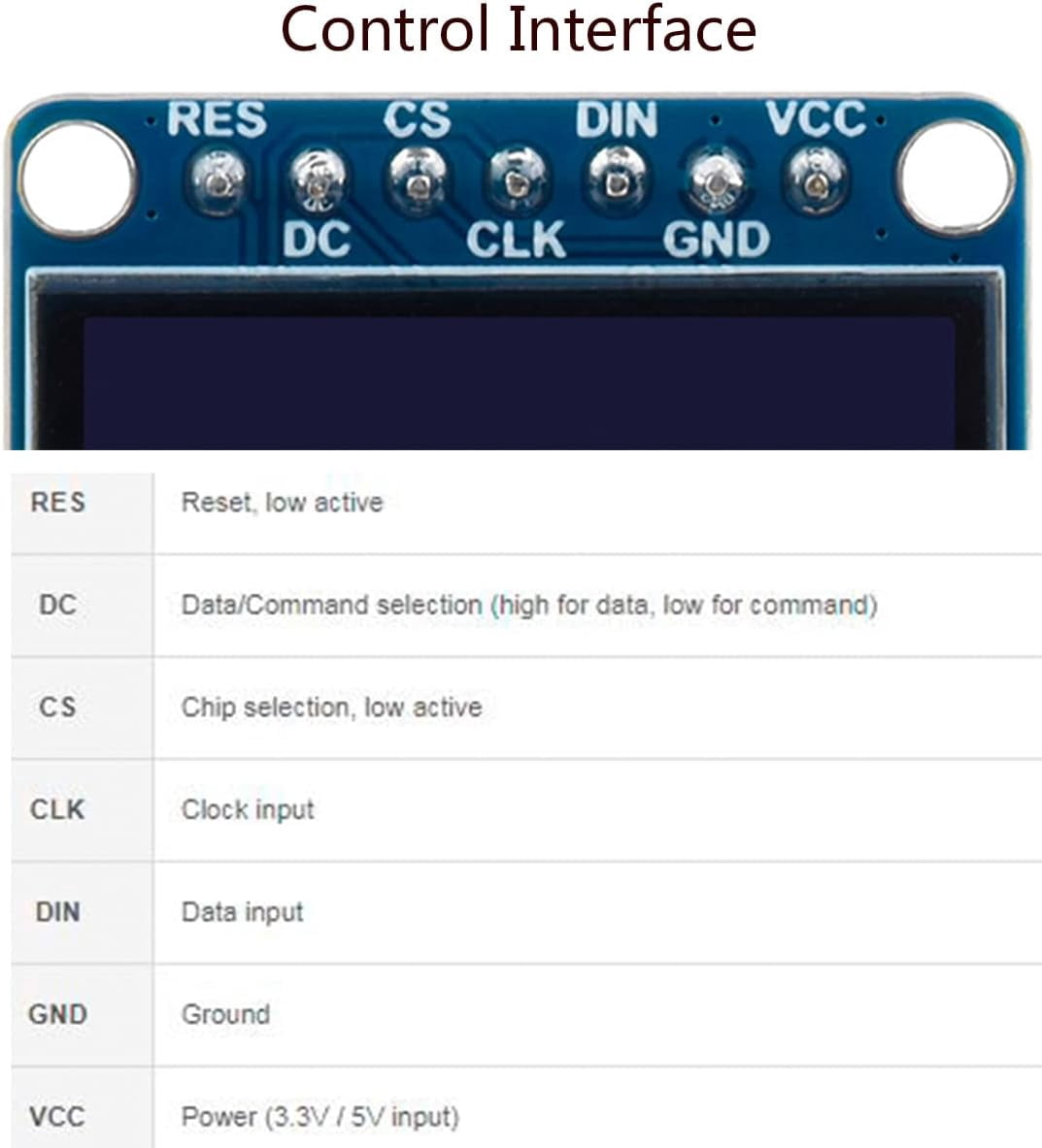 0.96inch OLED Display Module, 128×64 Resolution SPI / I2C Communication SSD1315 Driver Chip, Yellow and Blue Display Color, Compatible with Arduino, , STM32, etc