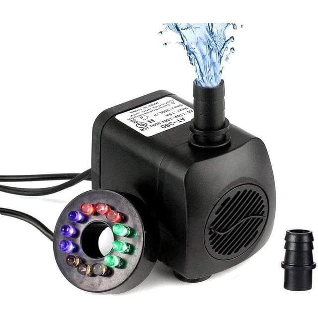Bomba de agua con luz LED para fuente, piscina, jardín, estanque, pecera-- BANYUO Electrónica