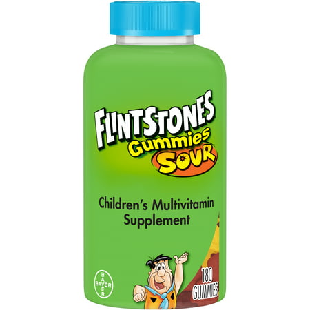 Flintstones Sour Gummies Childrenâs Multivitamins, Kids Vitamin Supplement with Vitamins C, D, E, B6, and B12, 180