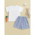 thumbnail image 5 of Baby Toddler Boy Shorts Outfits Set 3 6 12 18 24 Months 2T 3T Bunny Embroidery Short Sleeve T-shirt Striped Shorts 2 Pcs Easter Outfit, 5 of 9