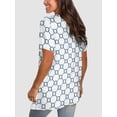 thumbnail image 4 of DPTALR T-Shirts Décontractés d'Été pour Femmes Manches Courtes Imprimé Col en V Épaules Hauts Blouse, 4 of 7