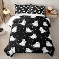 thumbnail image 2 of Homewish Cute Ghost Cat Silhouette Twin Quilt Set for Boys Girls, Halloween Kitty Skull Twin Coverlet Set, 2pcs, 2 of 7