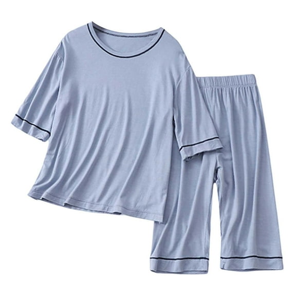 SUXIAN Boys Sleepwear Pajama Set Summer Kids Comfortable Short Sleeve Homewear Loungewear for Children Soft Breathable Outfit Pajamas for Boys Navy_#1 3-4 Years