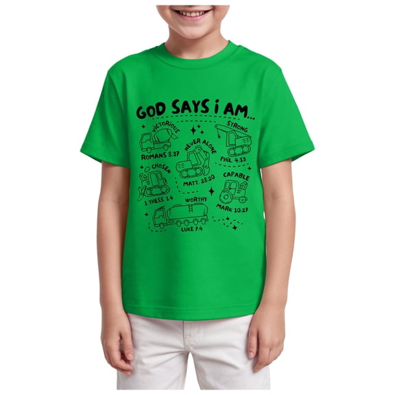NOLDARES Boys T-Shirts Cotton Cute Pattern Short Sleeve Toddler Tee Shirt for 2-6 Years Old(Green,7-8 Years)