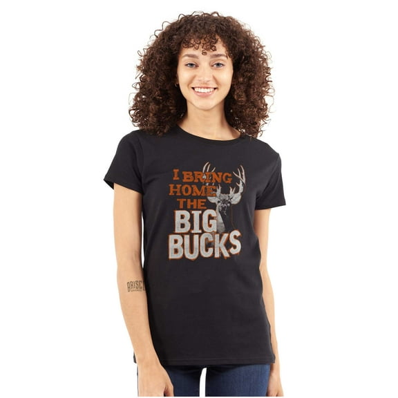 Funny Hunting Big Bucks Deer Hunt Pun Womens Fitted Plus Size Graphic Tee Brisco Brands 2X