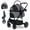 Gray, variant on LINLUX Pet Stroller w/ 4 Wheels, Foldable Puppy Strollers for Dogs Cats, Iron Pet Carrier 50 lbs, Gray