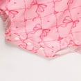 thumbnail image 6 of ZEHJUHAN Baby Girl's Bowknot Graphic Print Romper Daddy's Girl Letter Bubble Sleeves Triangle Jumpsuit Pink，0-3M, 6 of 7