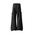thumbnail image 5 of Iyufng Men's Drawstring Elastic Waist Casual Wide Leg Outdoor Cargo Pants with Button Flap Pocket, 5 of 7
