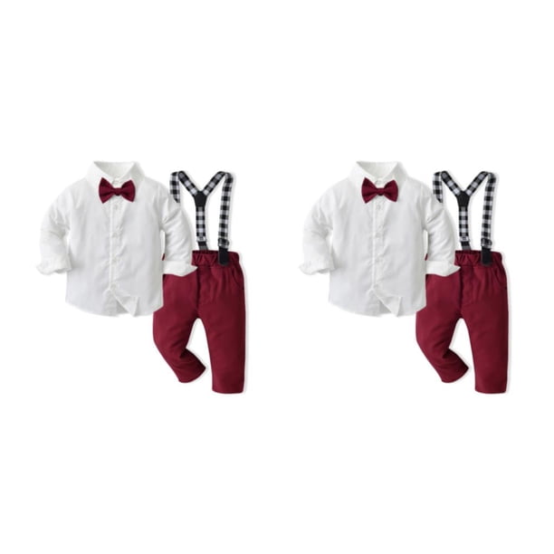 Sonducket Ceremonia Evento Niños Camisa de manga larga Conjunto de pantalón general Fiesta Respetuoso con la piel Niños Tops Pantalones Regalo Type10 NO10