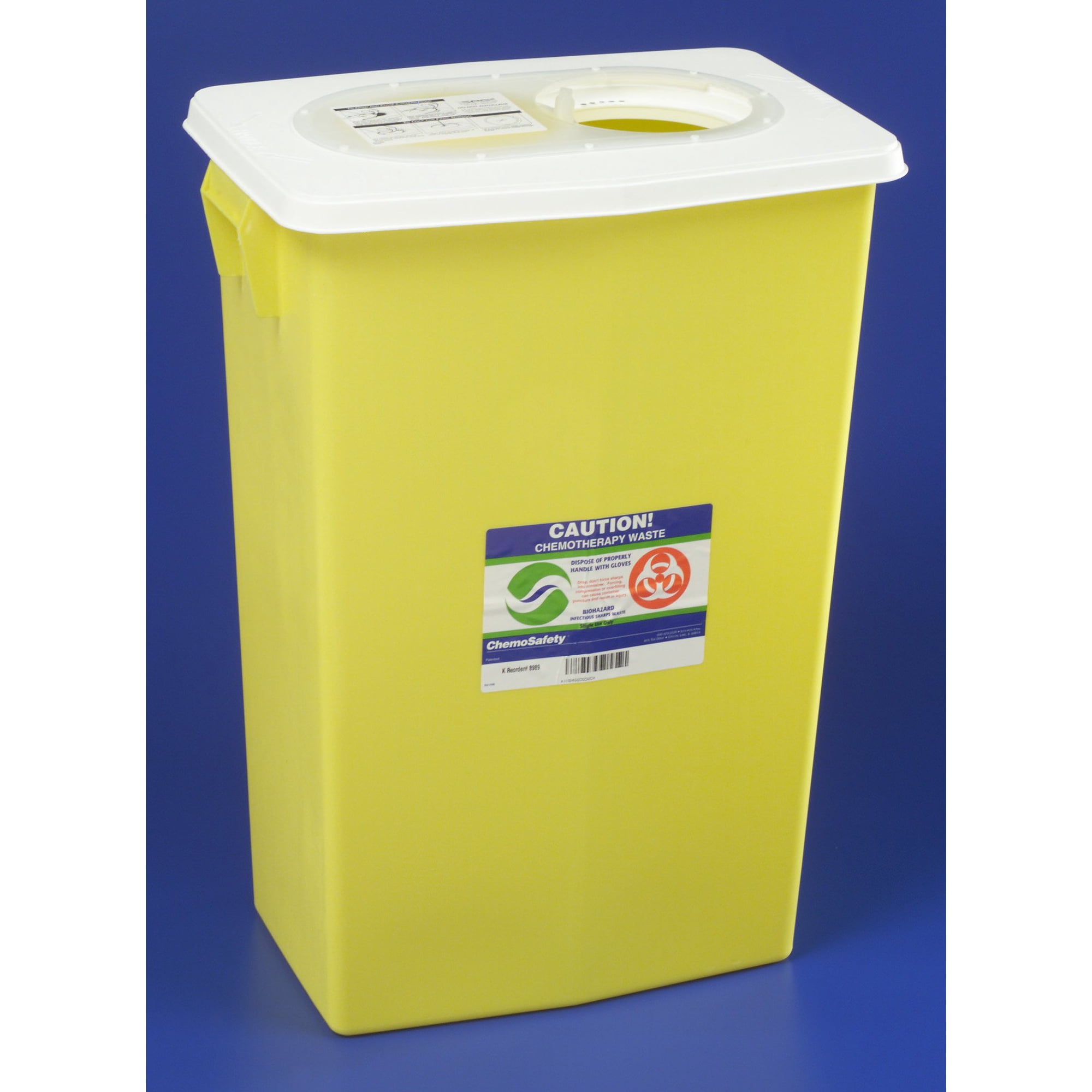 SharpSafety Chemotherapy Waste Container 18 Gallon Yellow Vertical Entry Sliding Lid, 8939 - Case of 5