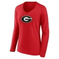 thumbnail image 2 of Women's Red Georgia Bulldogs Logo Long Sleeve V-Neck T-Shirt, 2 of 3