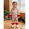 thumbnail image 4 of Cjfdfy Newborn Baby Girl Christmas Satin Pajamas Romper Santa Claus Printed Long Sleeve Furry Trim Jumpsuit Infant Cute Christmas Holiday Fall Winter Sleepwear 0-18 Months, 4 of 9