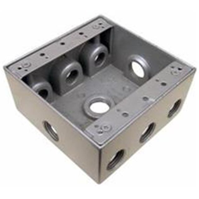 Morris Products 36350 Weatherproof Boxes - Two Gang 30.5 Cubic Inch Capacity - 9 Outlet Holes 0.5 In. Gray