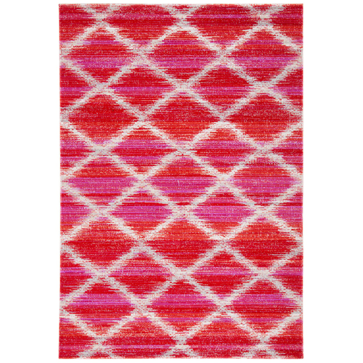 SAFAVIEH Montage Peyton Geometric Indoor/Outdoor Area Rug, Fuchsia/Ivory, 6'7" x 6'7" Square