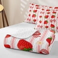 thumbnail image 4 of spefrowx Kawaii Strawberry Bow Print Twin Quilt Set for Girls, Pink Stripe Floral Twin Coverlet Set, 2 Pieces, 4 of 7