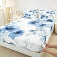 thumbnail image 3 of jejeloiu Rustic Flower Full Size Sheets,Country Floral Bed Sheets,Blue Splatter Ink Sheet Sets For Girls,Microfiber Bedroom Decor,4pcs, 3 of 7