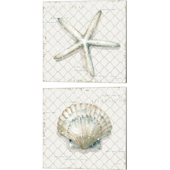 Great Art Now Ocean View A by Lisa Audit 2 Piece Canvas Art Set Each 14"W x 14H"