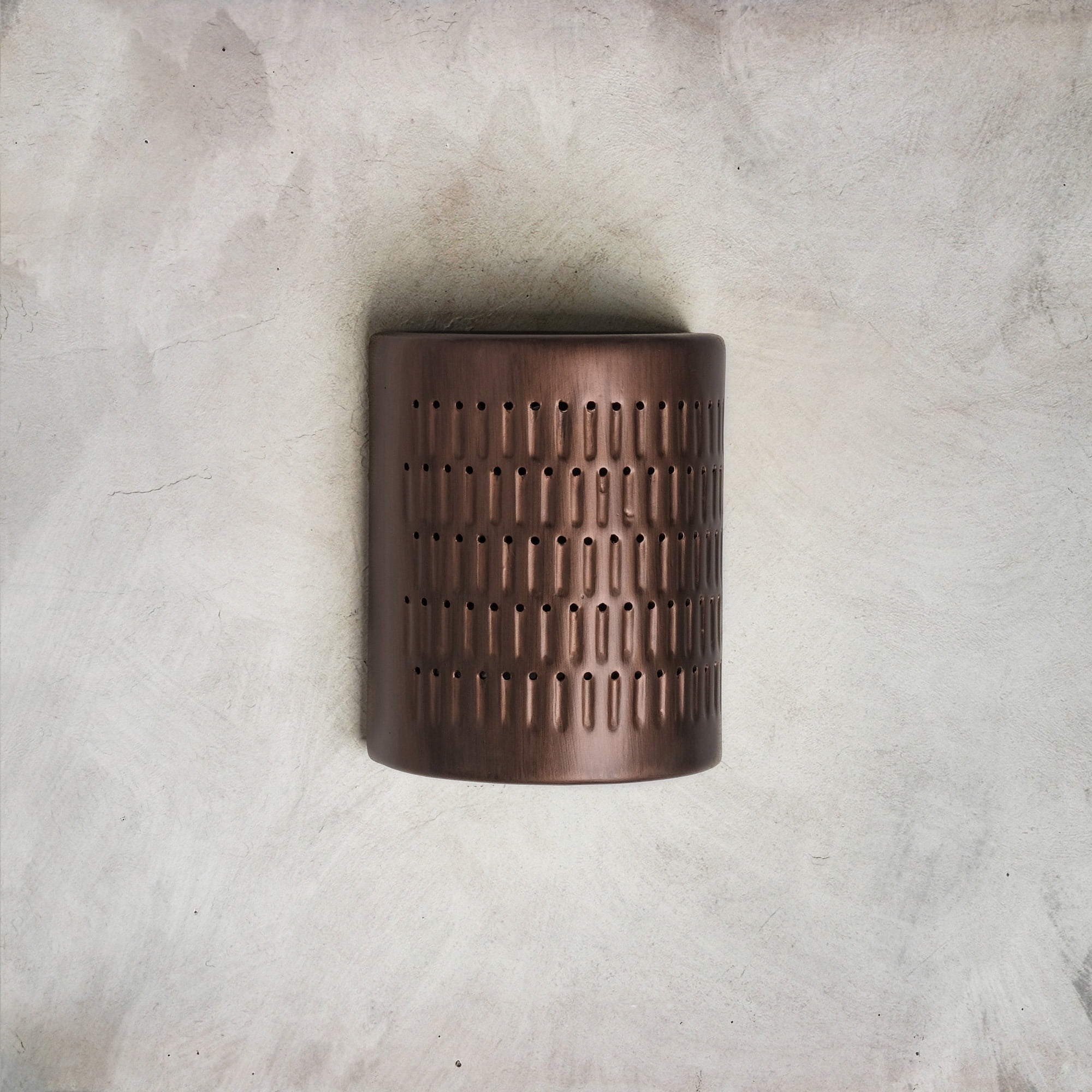 Zenia 10" High Ceramic Outdoor Wall Light, Rubbed Copper Painted Finish, LED Bulb Included