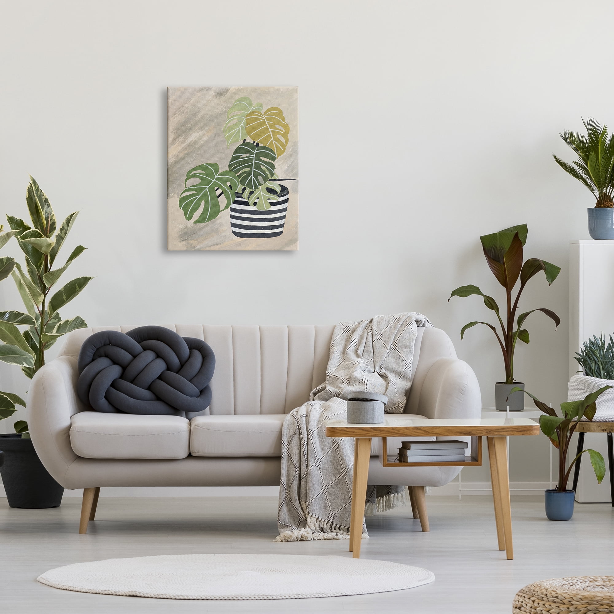 Stupell Industries Contemporary Monstera Plant Still Life Black Stripe Planter, 24 x 30, Design by Patricia Pinto