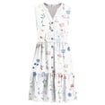 thumbnail image 5 of ClodeEU Women's All Over Print V-Neck Sleeveless Maxi Dress ,Beach Casual Tank Dress with Button-Front Detail White,Womens Plus XL, 5 of 6