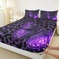 thumbnail image 3 of Manfei Boys Girls Purple Glitter Butterfly 4 Pieces Queen Sheet Sets,Cheetah Leopard Print Ultra Soft Flat Sheet,Gradient Ombre Queen Fitted Sheet,Breathable Home Decor, 3 of 7