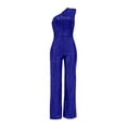 thumbnail image 4 of lulshou Jumpsuits for Women, Women'S Solid Color High-Waisted Strapless One-Shoulder Off-The-Shoulder Sequin Casual Long Jumpsuit Women's Jumpsuits, Rompers & Overalls, Blue XXL, 4 of 4