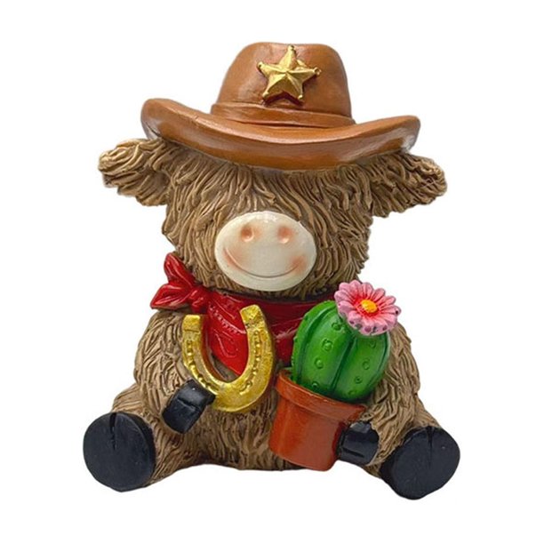 Herunwer Christmas Highland Cow Resin Figurine Decor Coffee Theme Highland Cow Gnomes Resin Statue for Garden Table Shelf Kitchen Coffee Bar Decor Calf Gnome Herd Gifts