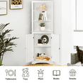 thumbnail image 5 of Corner Cabinet, Corner Shelf Storage Cabinet with 2 Doors and 3 Tier Shelves, Free Standing Corner Storage Cabinet for Living Room, Bedroom or Kitchen, White, 5 of 6