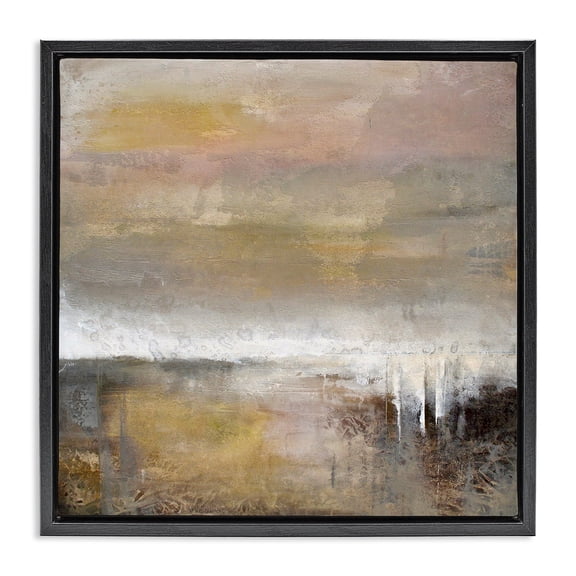 Stupell Industries Contemporary Neutral Earthy Abstract Landscape Black Floating Frame Canvas Art, 18 x 18, by Karen Hale