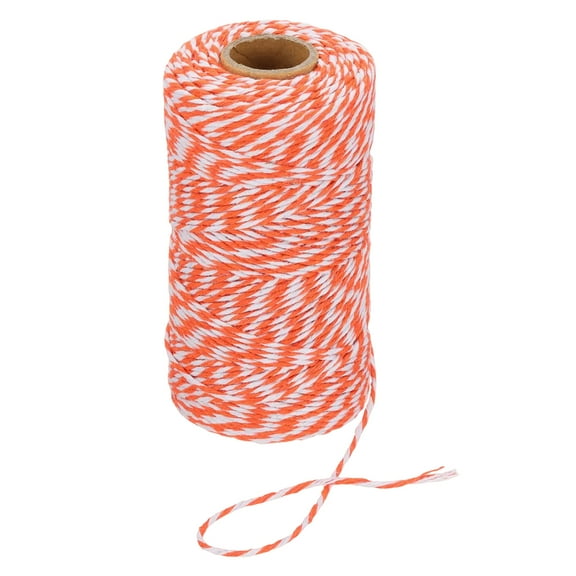 Uxcell 2mm x 109 Yard Cotton Butcher Bakers Twine for Gift Wrapping Arts Crafts Gardening, Orange White