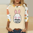 thumbnail image 2 of lcziwo Gifts for Mom Womens Easter Shirts Fashion 3D Bunny Rabbit Print Tshirts Loose Casual Round Neck 3/4 Sleeve Tops 2025 T-Shirt Vacation Outfits Khaki L, 2 of 6