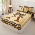 thumbnail image 3 of Homewish Brown Initial A Kids Zipper Twin Comforter Sets with Fitted Sheet and 2 Pillowcases, Leopard Print Bowknot Zipper Bedding Set, Reversible, 4-Piece, 3 of 6