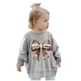 thumbnail image 3 of Girls Sequin Bow Rugby Print Casual Sweatshirt Clothes, 3 of 6