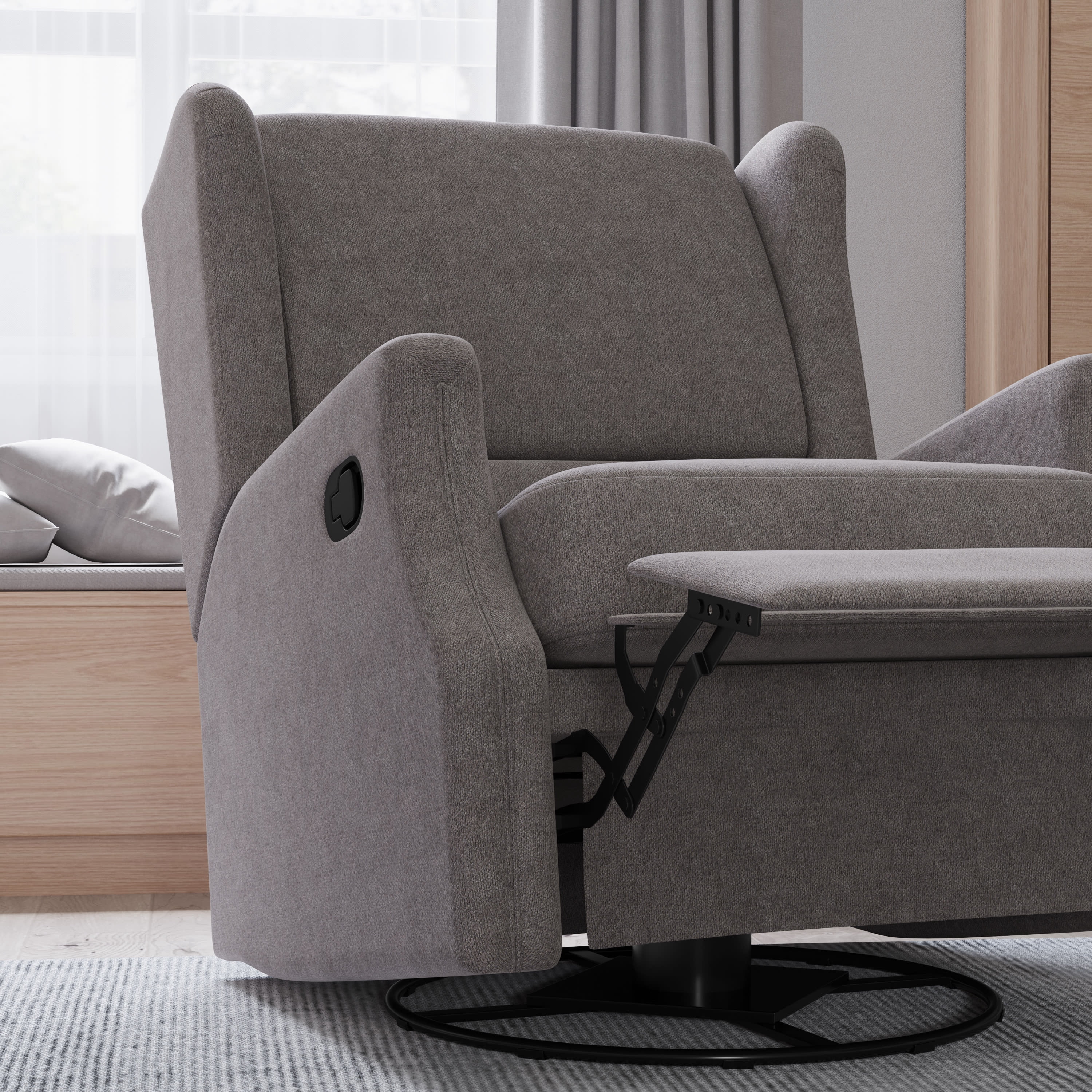 Tabaray Oversized Fabric40" Push Back Recliner Chair with Overstuffed Arm and Backrest, Dark Gray