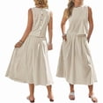 thumbnail image 3 of Womens 2 Piece Skirt Sets Summer Striped Sleeveless Tank Tops Midi Dress Vacation Outfits Matching Sets Shallow Card S, 3 of 6