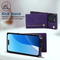 thumbnail image 4 of Dteck for iPhone 16 Pro Case, Shockproof Magnetic Protective Zipper Pocket Purse Handbag Shoulder Strap Stylish Protective Cover, Purple, 4 of 9