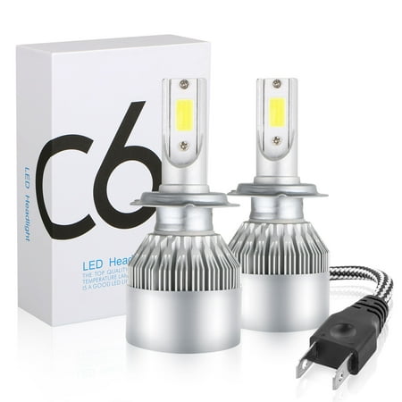 - H7 Led Headlight Bulbs 72W - 6000LM Conversion Kits 6000K Single Beam-Waterproof-Extremely Bright-Instant Start-C6 Led Bulb Replacement For Halogen