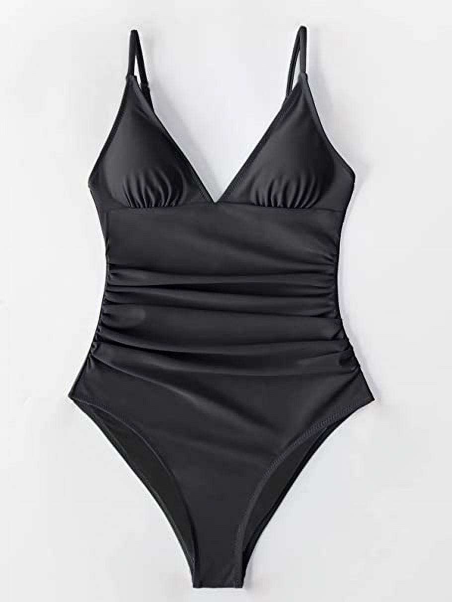 ◆Massimo Dutti◆ Fluid long strap one piece Women's L-One Piece Swimsuit Deep V Neck Adjustable