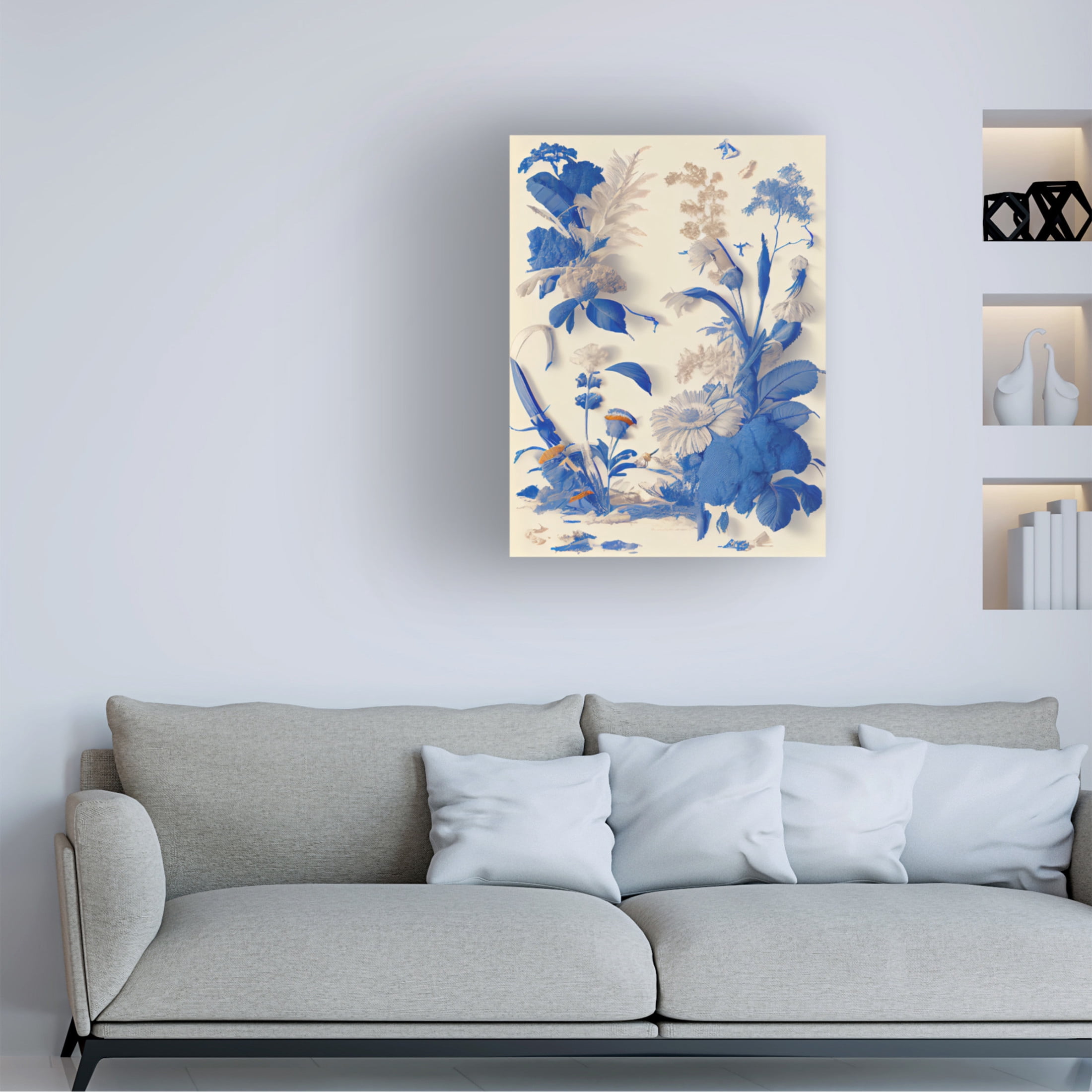Canvas Wall Art - Sasha 'Living Toile IV' Wall Art for Living Room, Bedroom, or Office Décor by Trademark Fine Art - 35 x 47 Inches