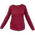 thumbnail image 5 of COUVER Women's Cotton Crew Neck Long Sleeve Shirt, 1PC, Maroon, Small, 5 of 6