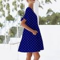 thumbnail image 6 of Leesechin Summer Dresses for Women Ladies Plus Size Elegant Dress Sweet & Cute V-Neck Mini Dress with Pocket Short Sleevele Ruffle Dress, 6 of 8