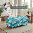 thumbnail image 4 of FOR U DESIGNS Blue Frangipani Wave Print Ottoman Slipcover for Flip-Top Storage Footstool, Stretch Rectangle Bench Cover with Elastic Bottom, Washable Stool Protector for Bedroom, 4 of 7