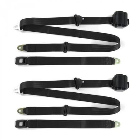SafeTBoy Standard 3 Point Black Retractable Bucket Seat Belt Kit for Ford 1928-1931 Model A - 2 Belts