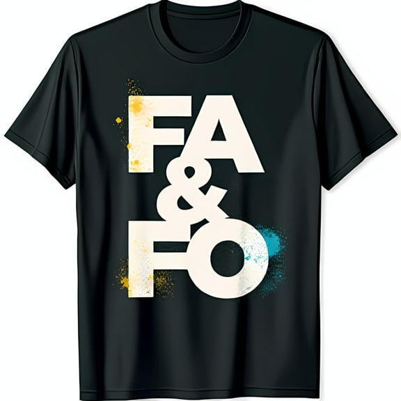 Bold FA&FO Graphic Black T-Shirt with Colorful Splatter Design