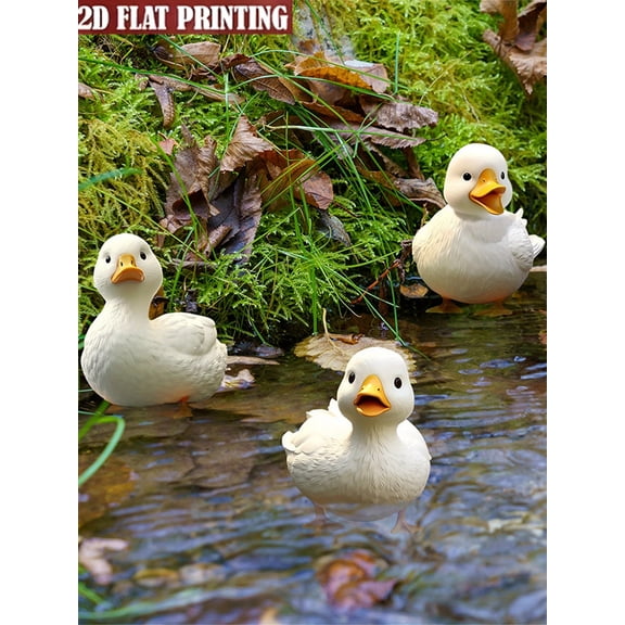 3PCS Cute Duck Outdoor Garden Decoration Pile Suitable for Lawn Decoration, Courtyard Decoration, Swimming Pool Side Decoration